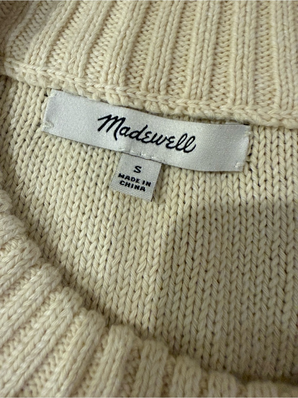 Madewell Broadway Cardigan Sweater Cream 100% Cotton Button Front Size S - Picture 7 of 16
